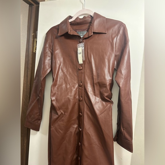 Anthropologie Dresses & Skirts - anthropologie Brown Faux Leather Button-Up Dress